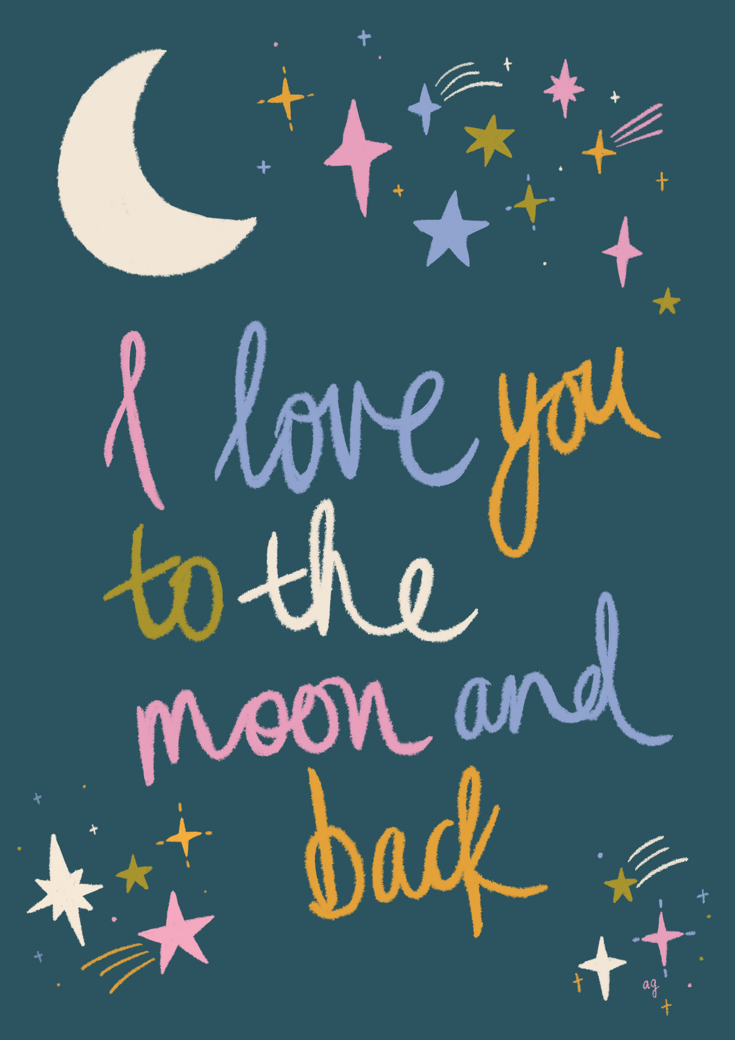 Konstposter "To The Moon & Back"