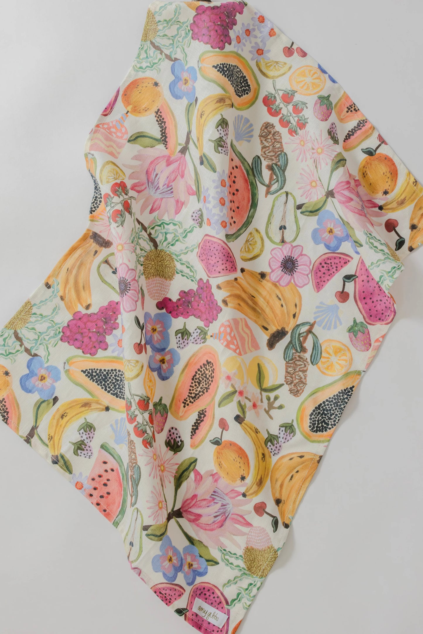 ‘Smells Like Summer’ Linen Art Tea Towel