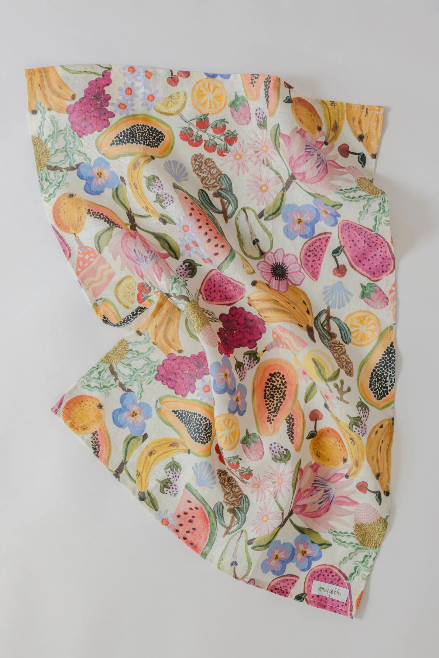 ‘Smells Like Summer’ Linen Art Tea Towel