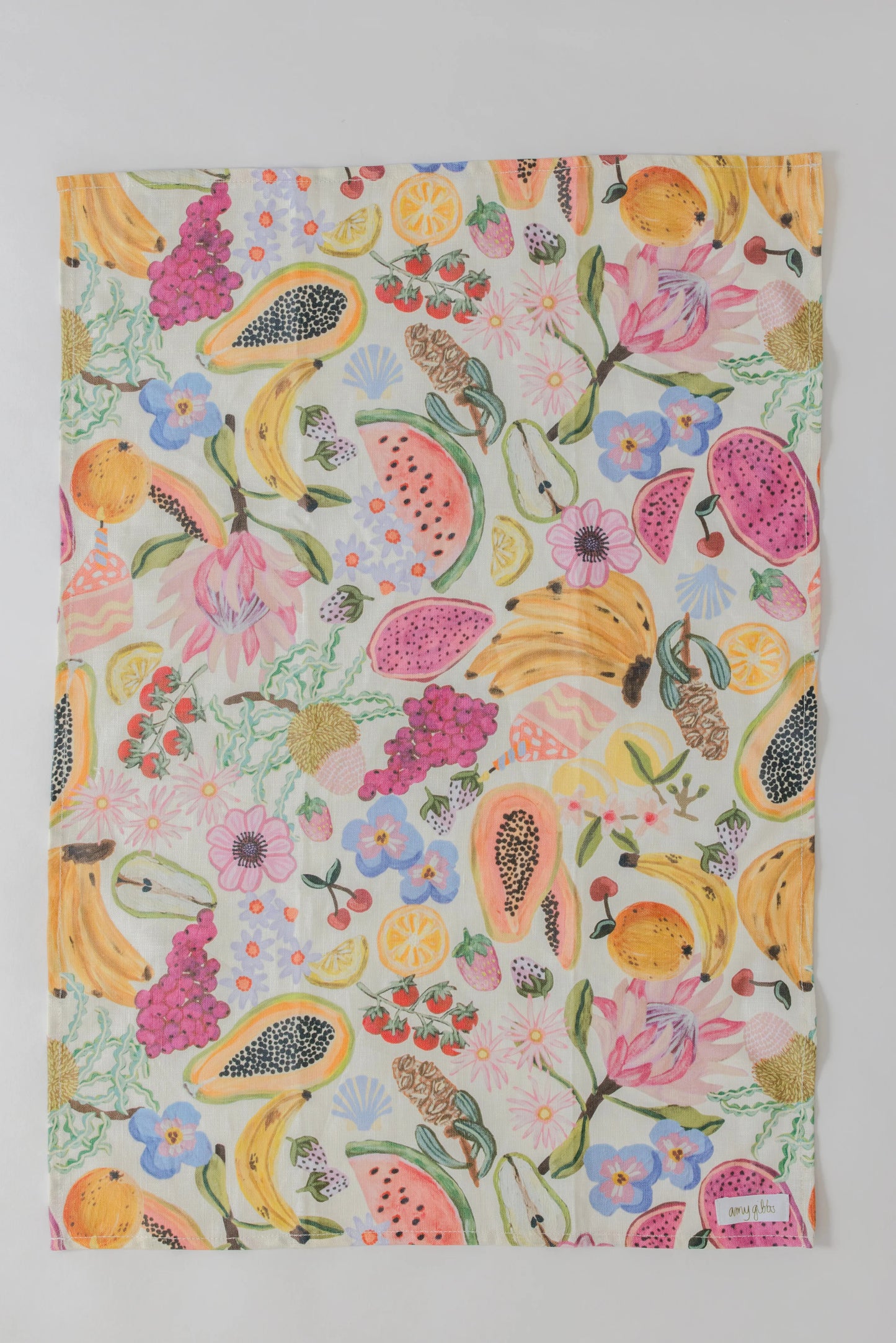 ‘Smells Like Summer’ Linen Art Tea Towel