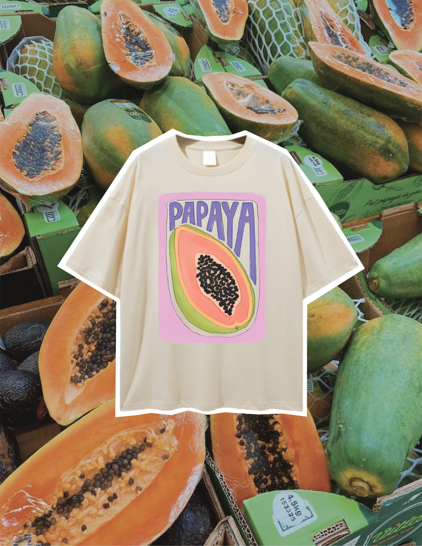 ‘Papaya’ Oversized Graphic T-Shirt