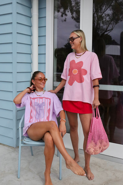 Oversized T-shirt med blommigt tryck