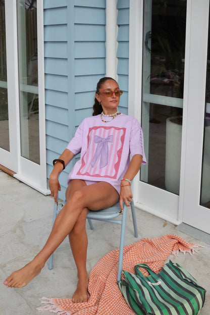 ‘Bow & Hearts’ Oversized Graphic T-Shirt