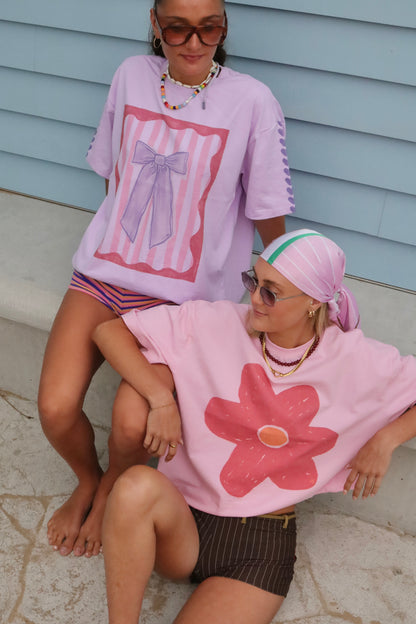 ‘Bow & Hearts’ Oversized Graphic T-Shirt