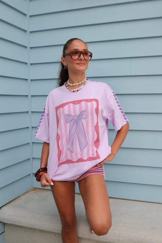 ‘Bow & Hearts’ Oversized Graphic T-Shirt
