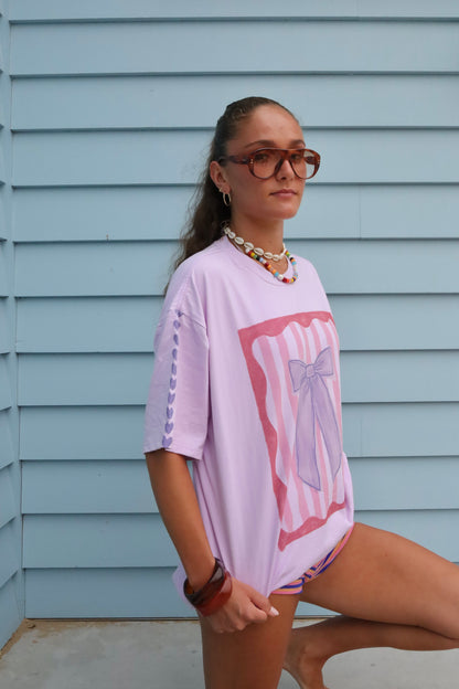 ‘Bow & Hearts’ Oversized Graphic T-Shirt